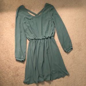Green Dress with a Criss-Cross Back